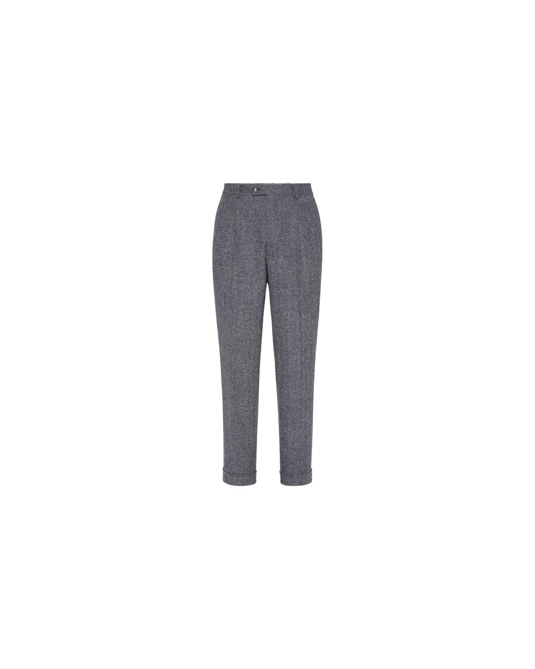 Brunello Cucinelli Black Wool Pleated Trousers Brun2985" for men