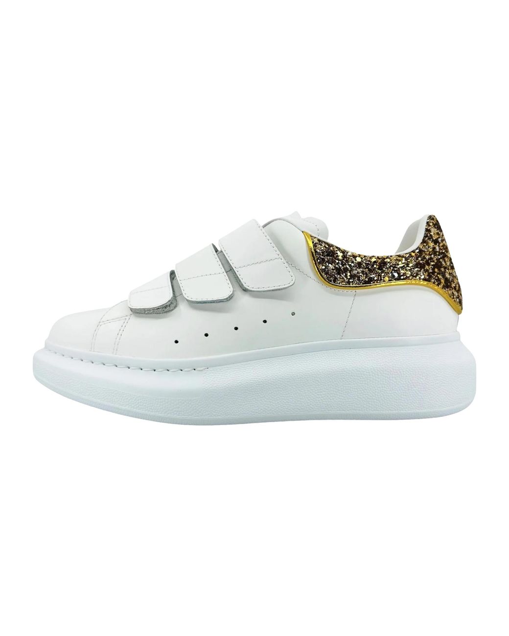McQueen Black Larry Oversized Strap Sneaker Low Glitter 697106Wibnp9075"