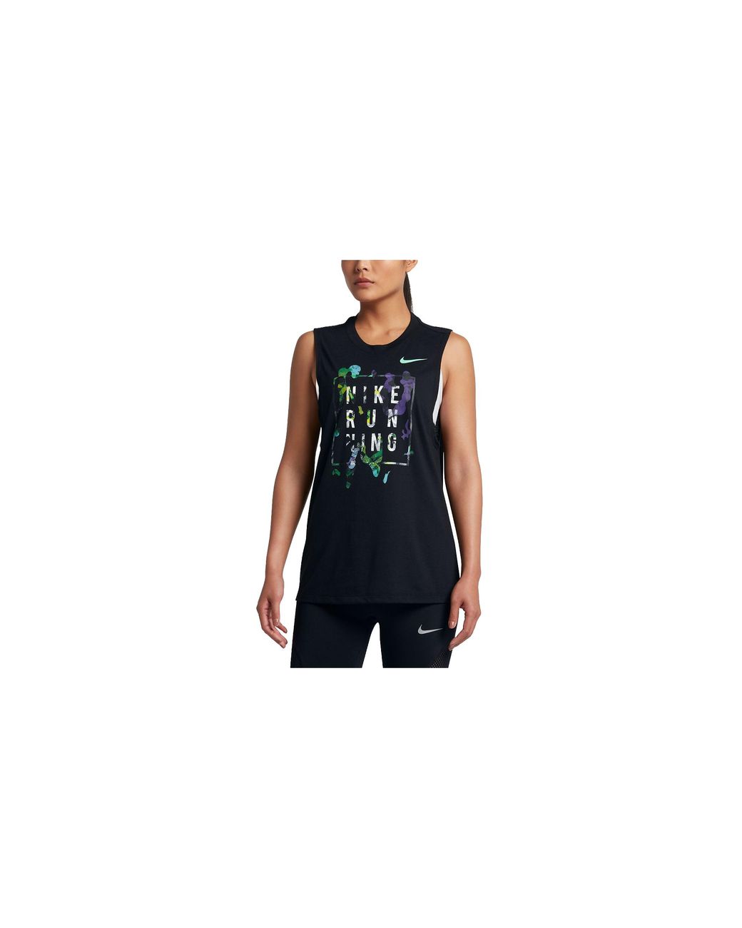 Nike Black Dry Solstice Running Tank Top Reflective" 876868 010"