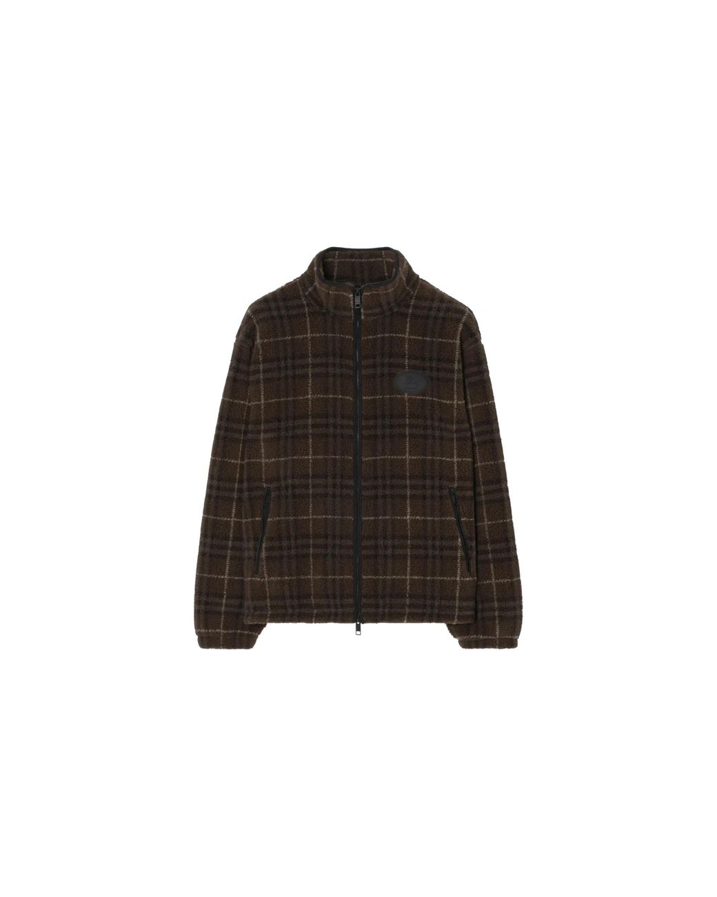 Burberry Black Fairfax Check Fleece Jacket "Sepia" 8134279" for men