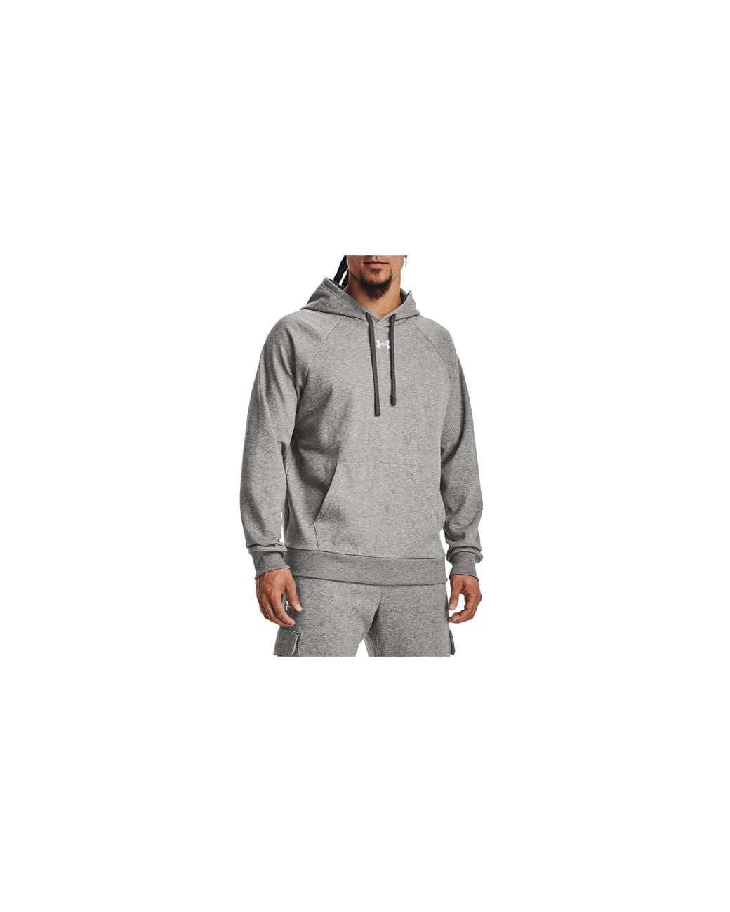 Under Armour Black Rival Fleece Hoodie "Castlerock Light Heather 1379757 025" for men