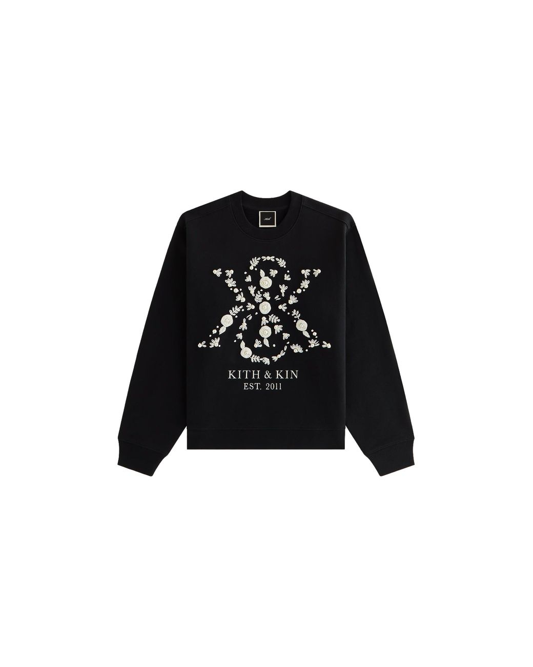 Kith Black Ashwin Pearl Crest Crewneck Khw031007 001"