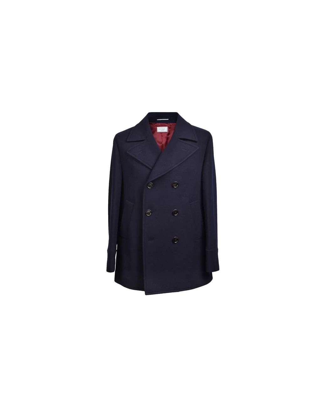 Brunello Cucinelli Blue Cashmere Blend Pea Coat Brun636" for men