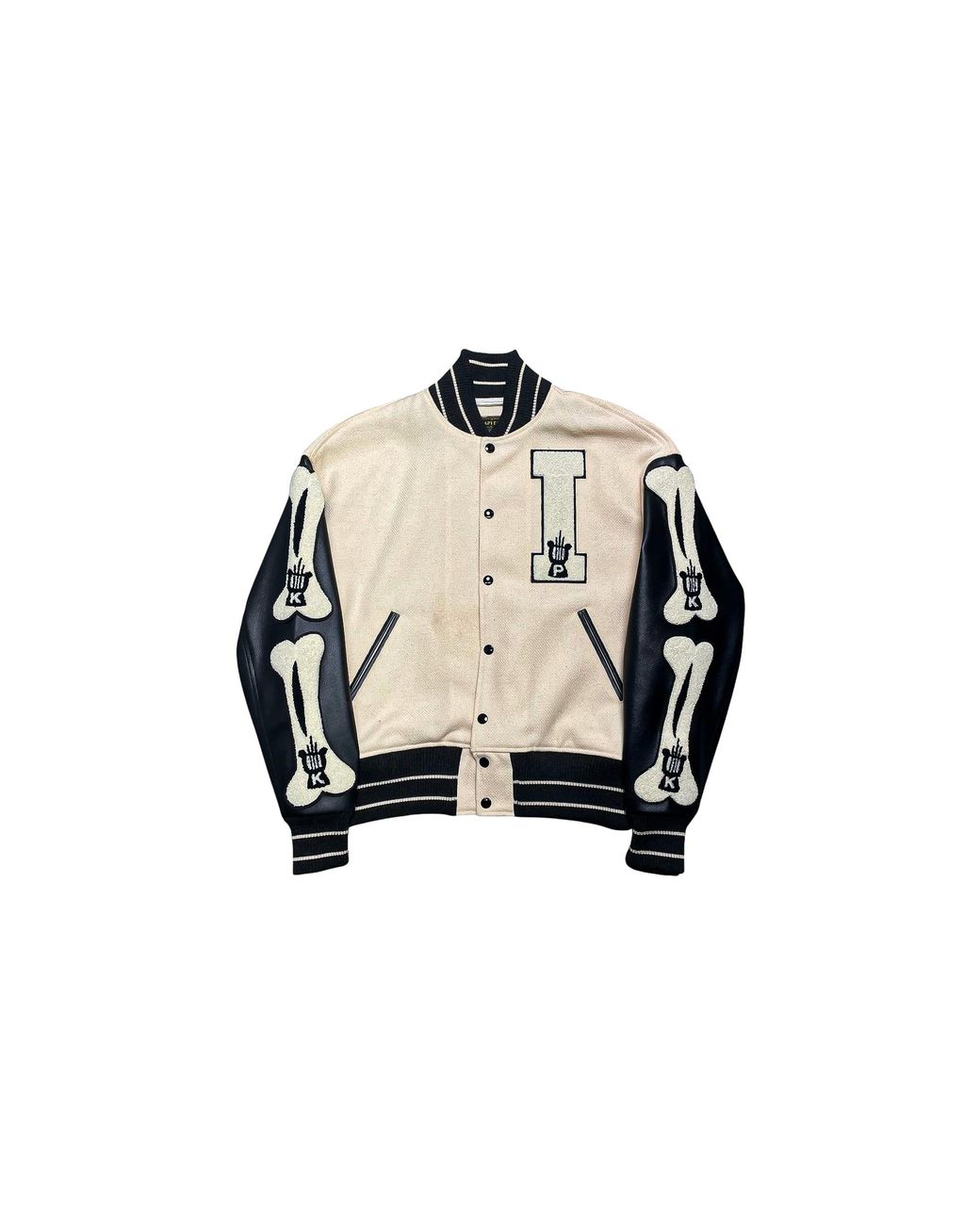 Kapital Black I-Five Varsity Jacket "Cream Kap031"