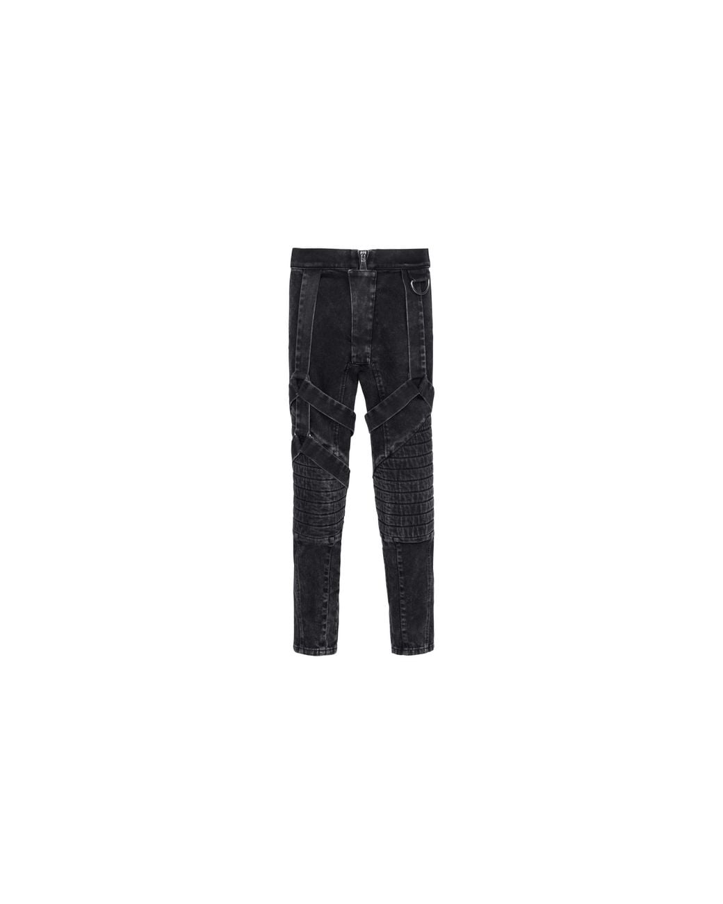 Balmain Black Acid Wash Denim Pants With Straps Yh0Mi030Dc590Pc" for men