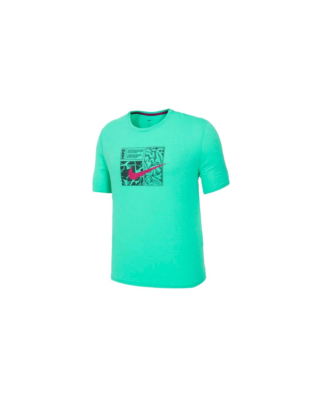 Nike Green Dri-Fit Miler Dye Short Sleeves T-Shirt "Light Menta/Dynamic Berry" Dq6508 369" for men