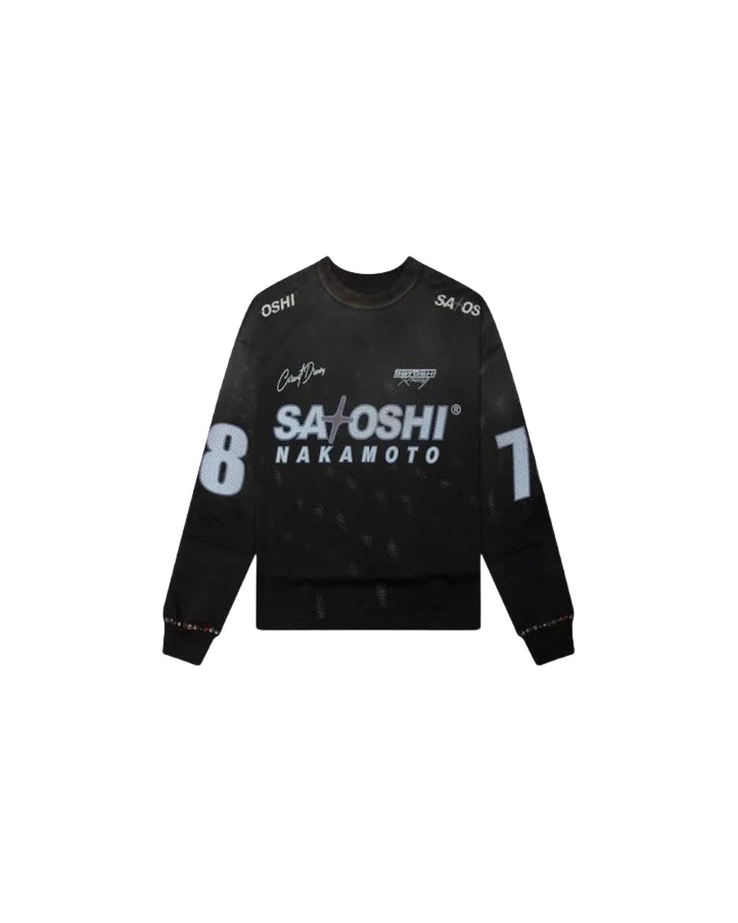 Satoshi Nakamoto Black Mesh Moto Jersey Sat034" for men