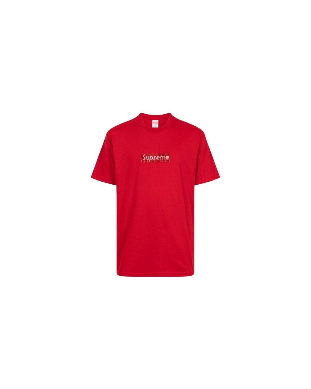 Supreme Red Swarovski Box Logo T-Shirt "Ss19" Su6976"