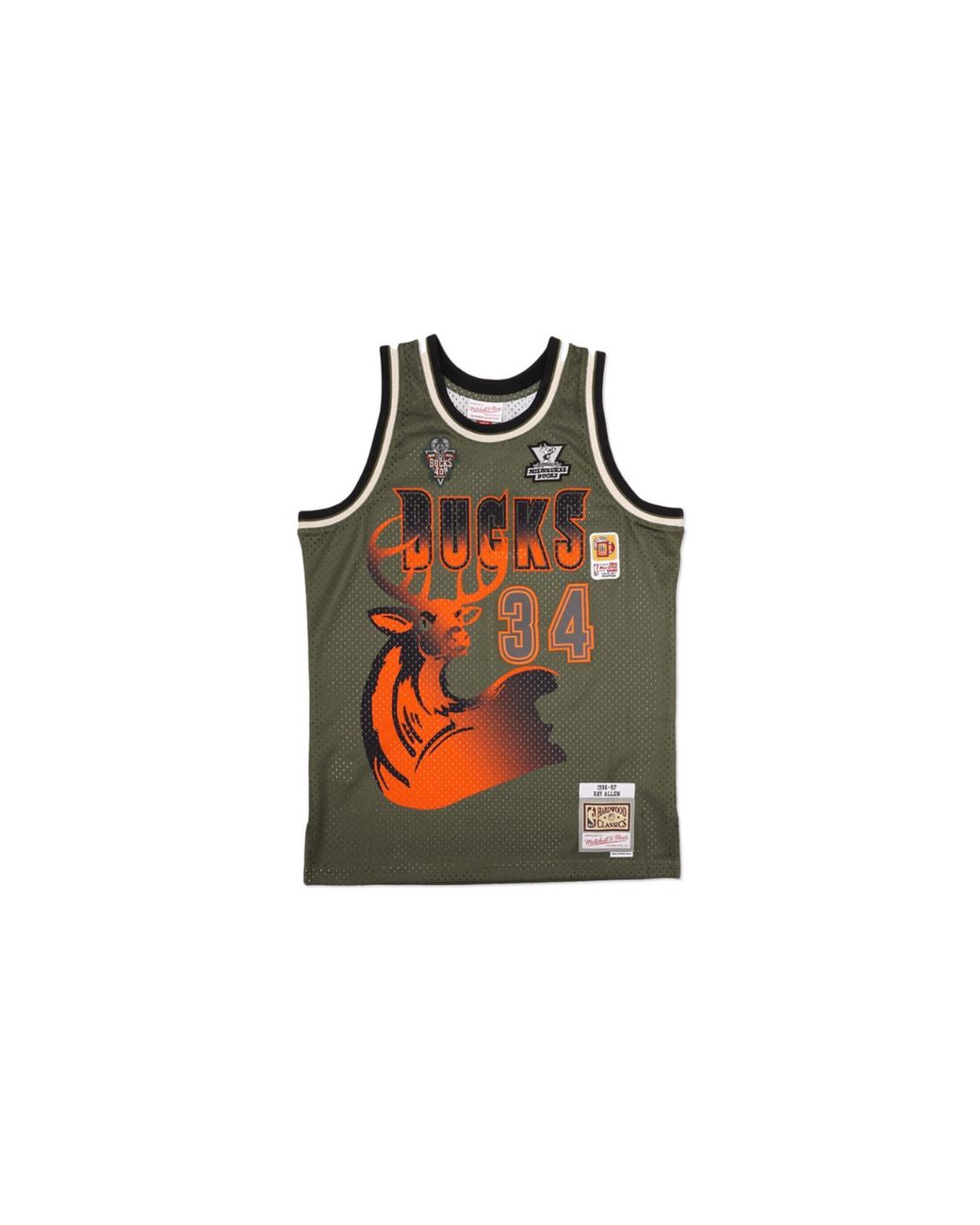 Mitchell & Ness Black Flight Swingman Jersey Bucks 1996 "Ray Allen" Smjy4847 Mbu96Raldkgn" for men