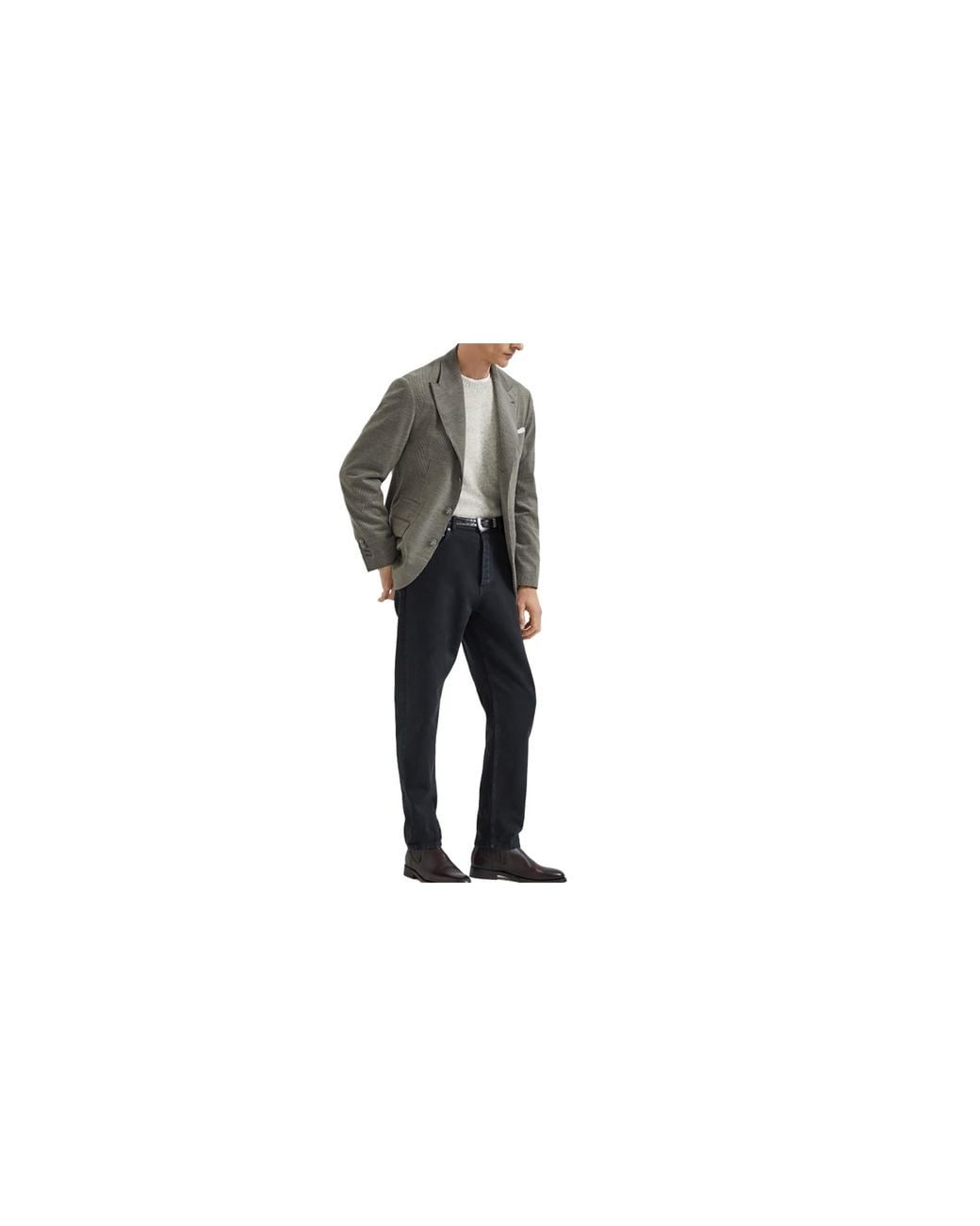 Brunello Cucinelli Black Wool Silk Blend Blazer "Old Khaki" Brun2981" for men