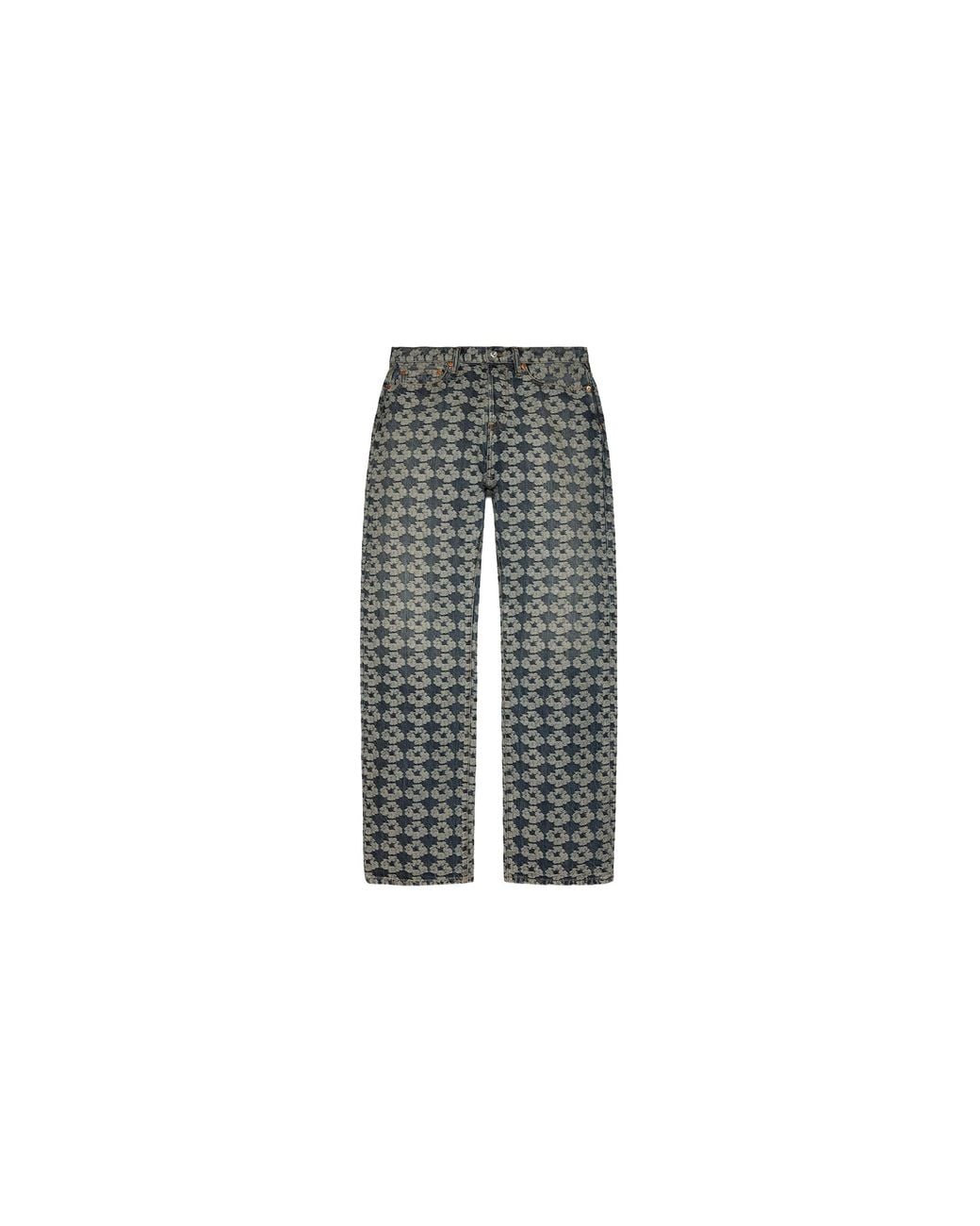 DENIM TEARS Black Baggy Jacquard Wreath Denim Pant Dt599" for men
