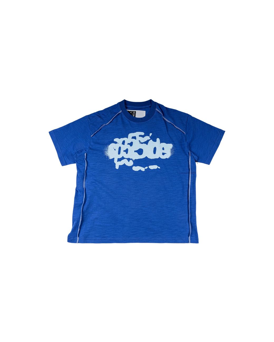 Sp5der Blue Contrast Stitch Slub Tee "Tory" 438"