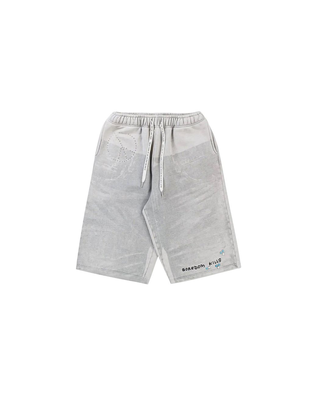 Boredom Kills Black Denim Print Sweatshorts Bk027" for men