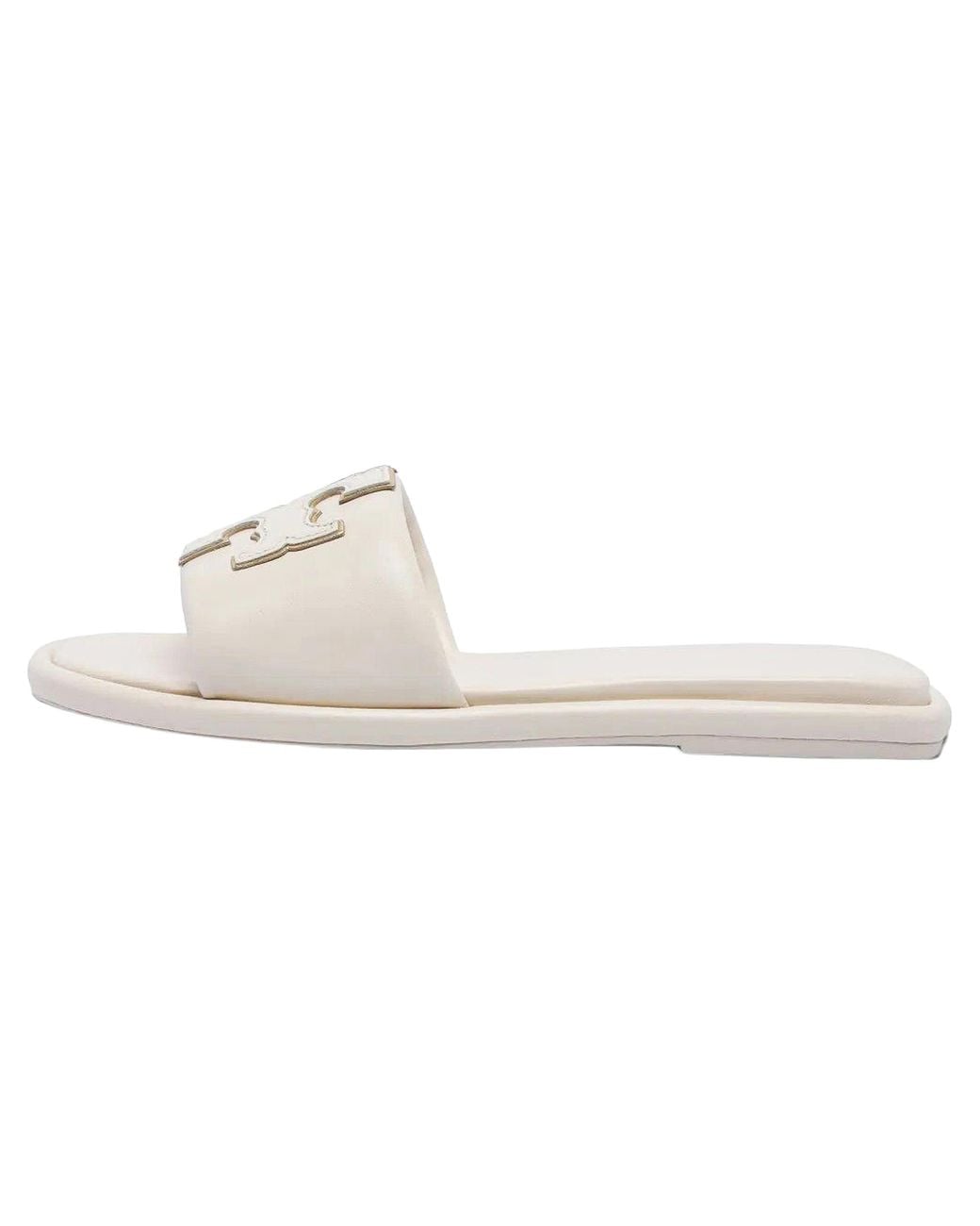 Tory Burch Black Double T Sport Slide Sandals "Light Cream" 79985 100"