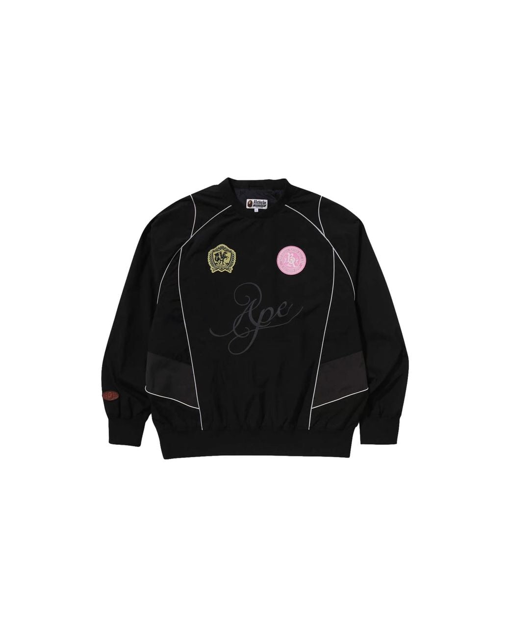 A Bathing Ape Black Multi Logo Relaxed Fit Pullover Jacket 001Swl301317Mblk" for men