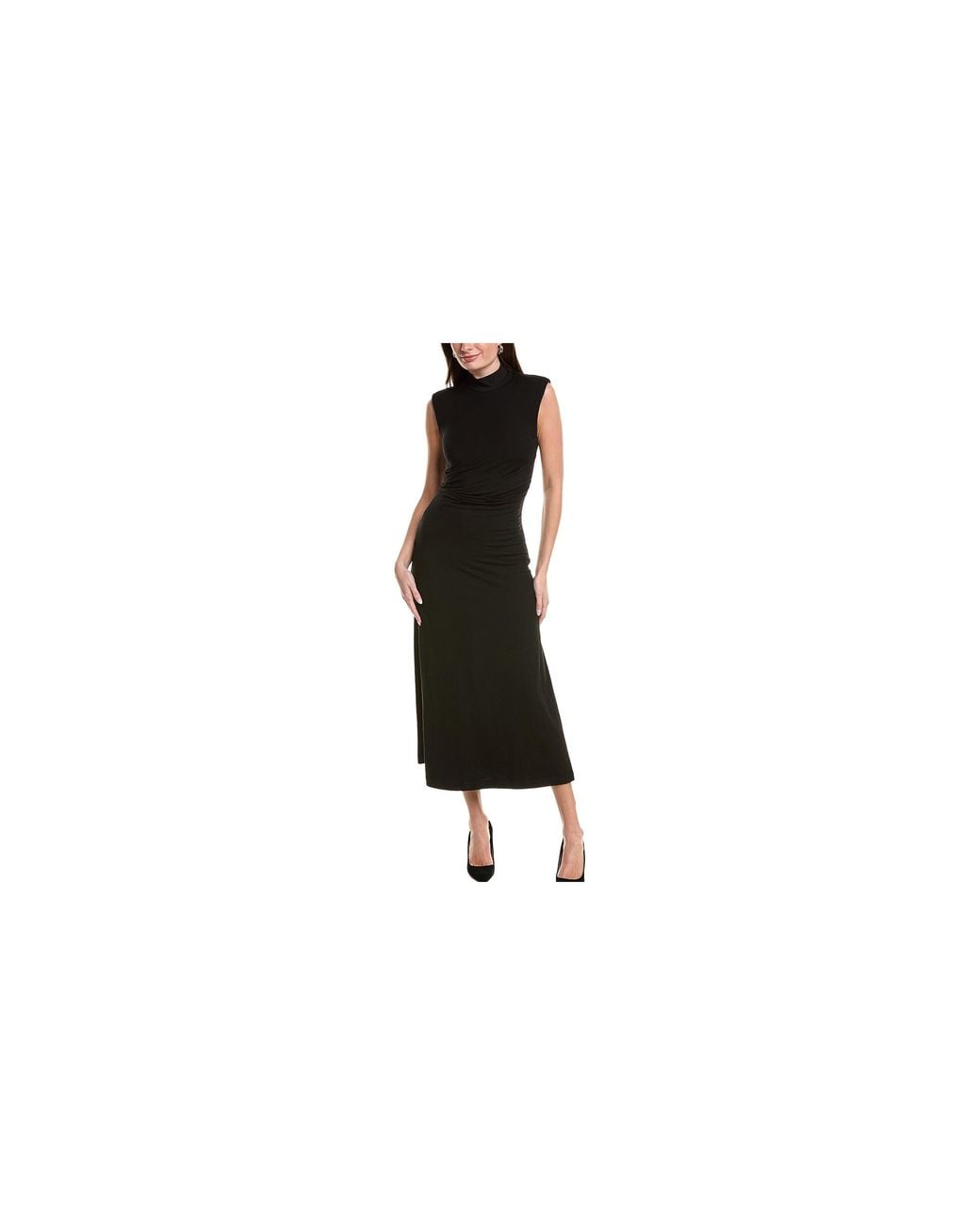 Brunello Cucinelli Black Wool Sleeveless Turtleneck Midi Dress Brun2958"