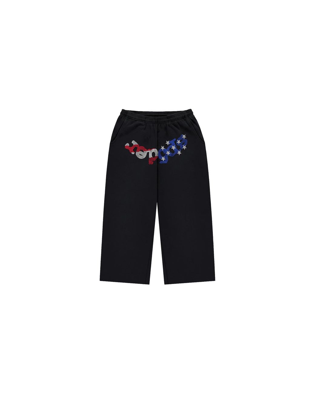 Sp5der Black Rhinestone Og Web Long Sweatshorts "Usa for men