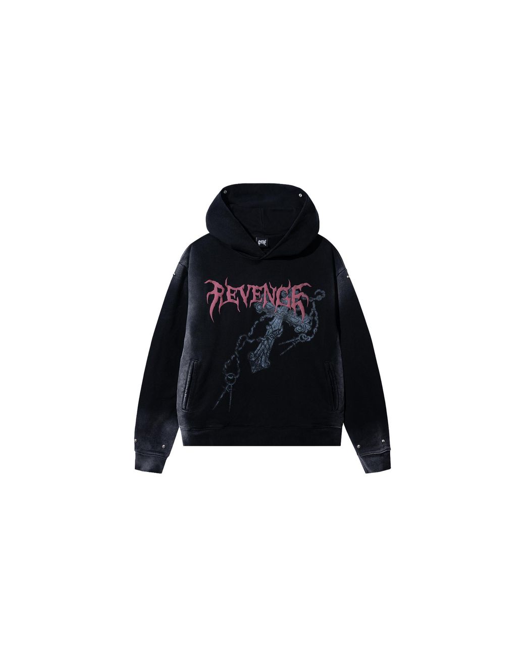 REVENGE Black Cross Chain Studded Hoodie Rev0026" for men