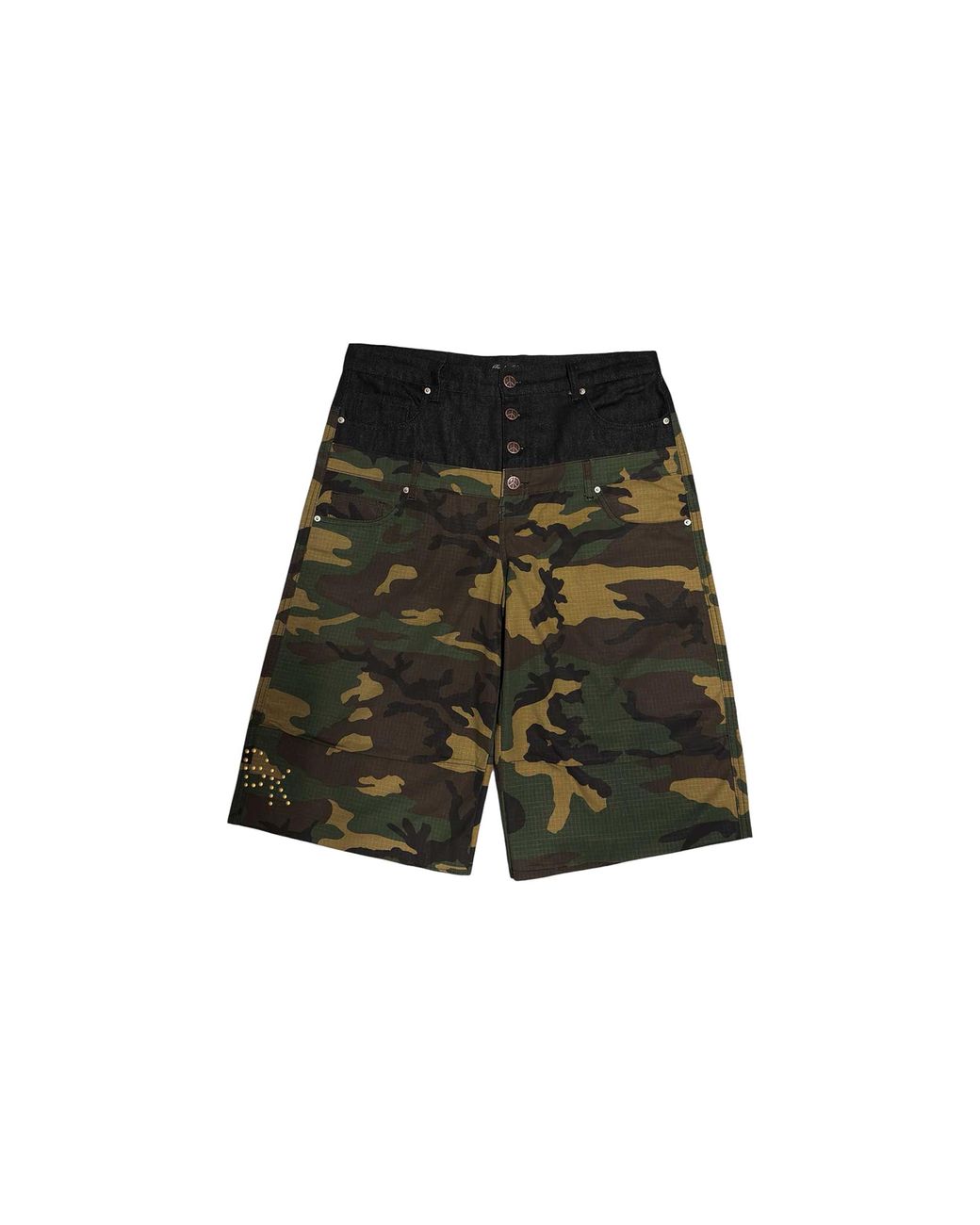 Boredom Kills Black Double Waisted Shorts "Camouflage" Bk030" for men