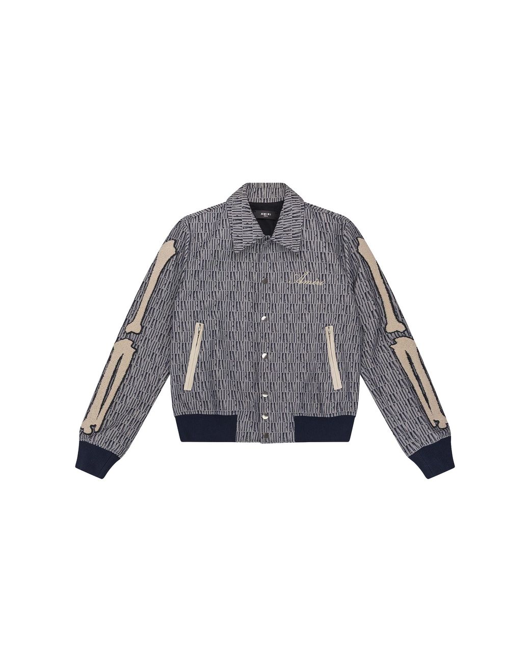 Amiri Gray Jacquard Bones Bomber Exmos011_420" for men