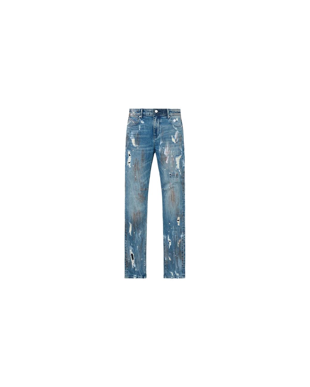 RTA Black Clayton Skinny Distressed Paint Jeans "Glitch" Mdgdd1132 J1182Gltbl" for men