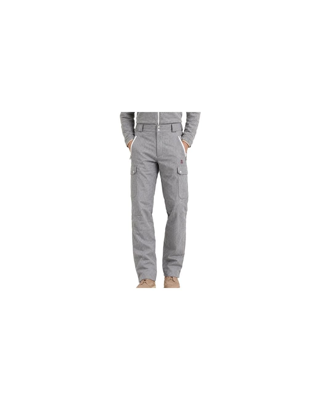 Brunello Cucinelli Black Pinstripe Wool Cargo Trousers "Pearl" Brun3247" for men