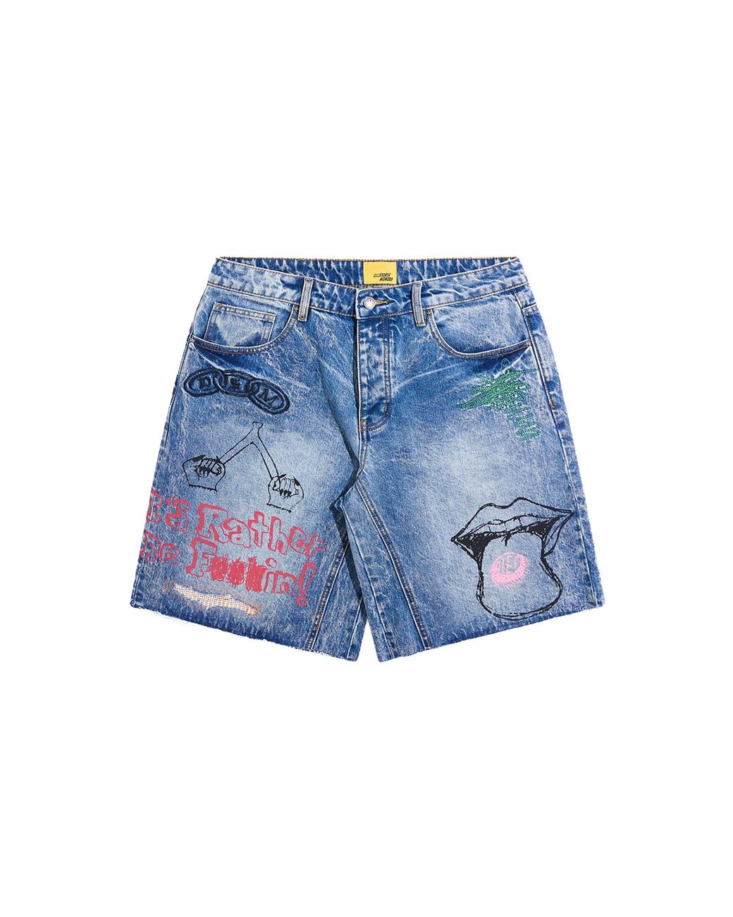 DIET STARTS MONDAY Blue Doodle Denim Shorts Dsm Sum26 007" for men