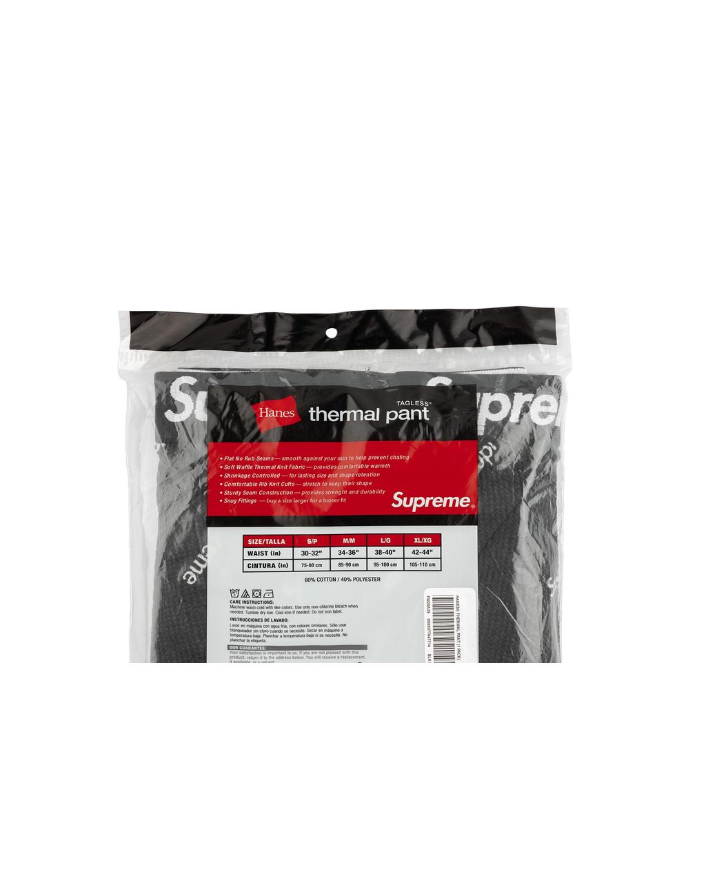Supreme Black Hanes Thermal Pant "Fw20" Su9853"
