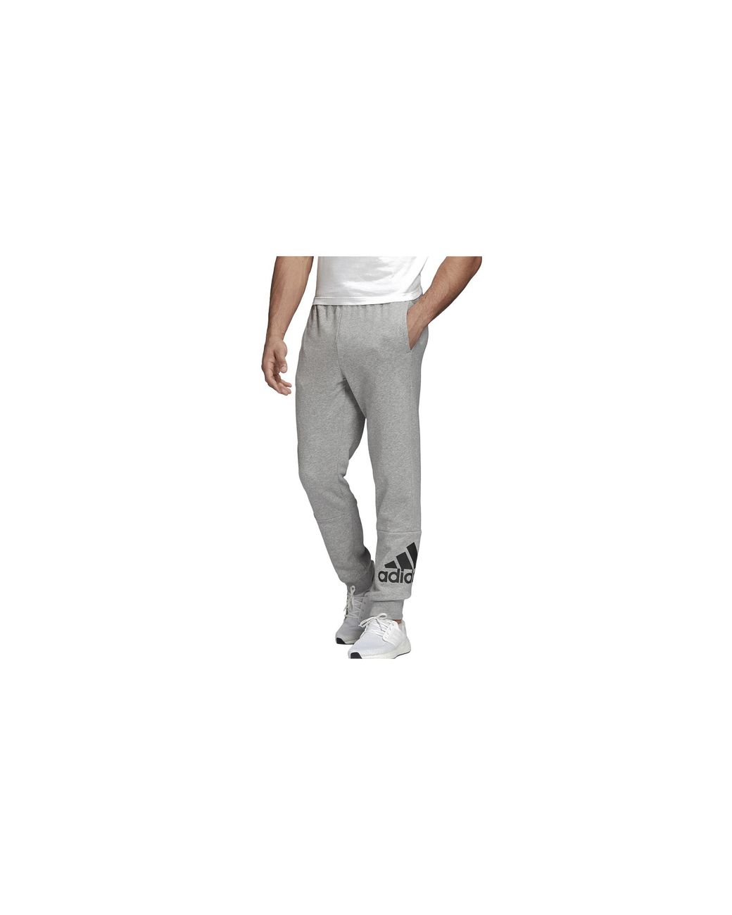 Adidas Black Must Haves Badge Of Sport French Terry Pants "Medium Heather" Gc7345" for men