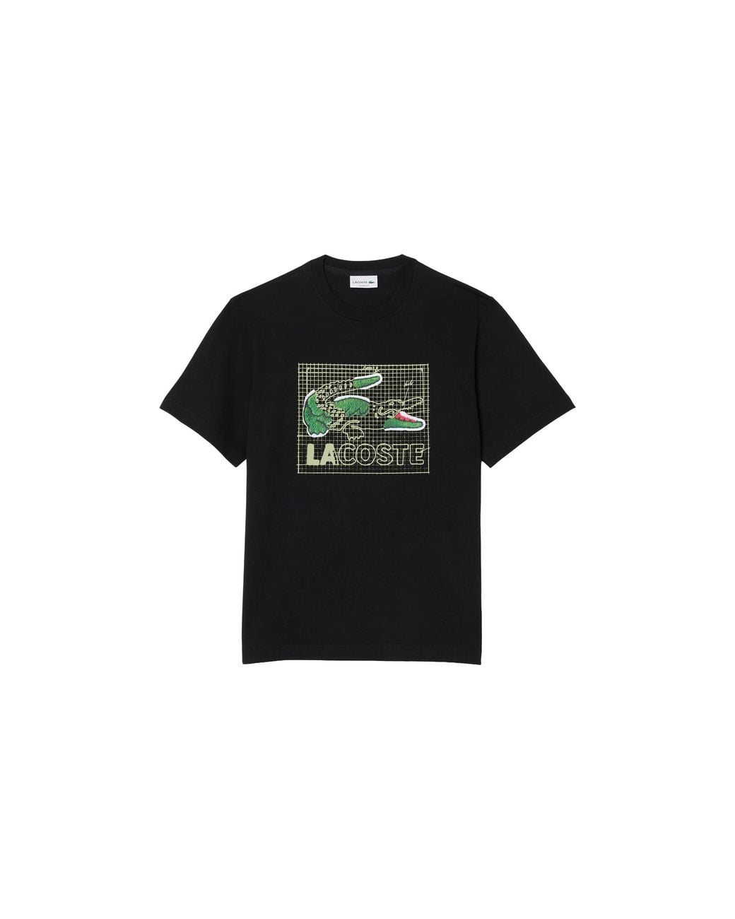 Lacoste Black Printed Cotton T-Shirt Th1446-51-031" for men