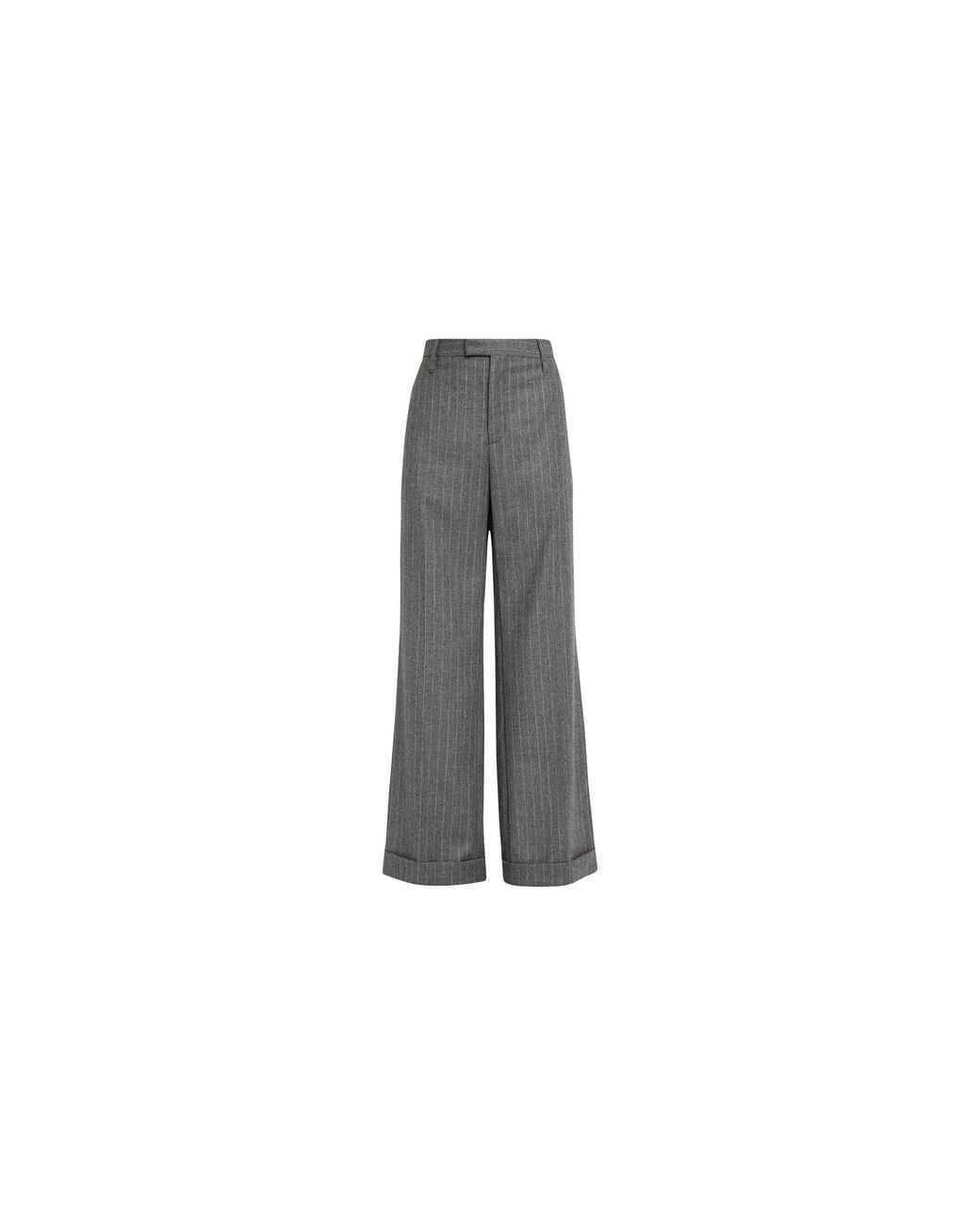 Brunello Cucinelli Black Pinstripe Wide-Leg Trousers Brun2948"