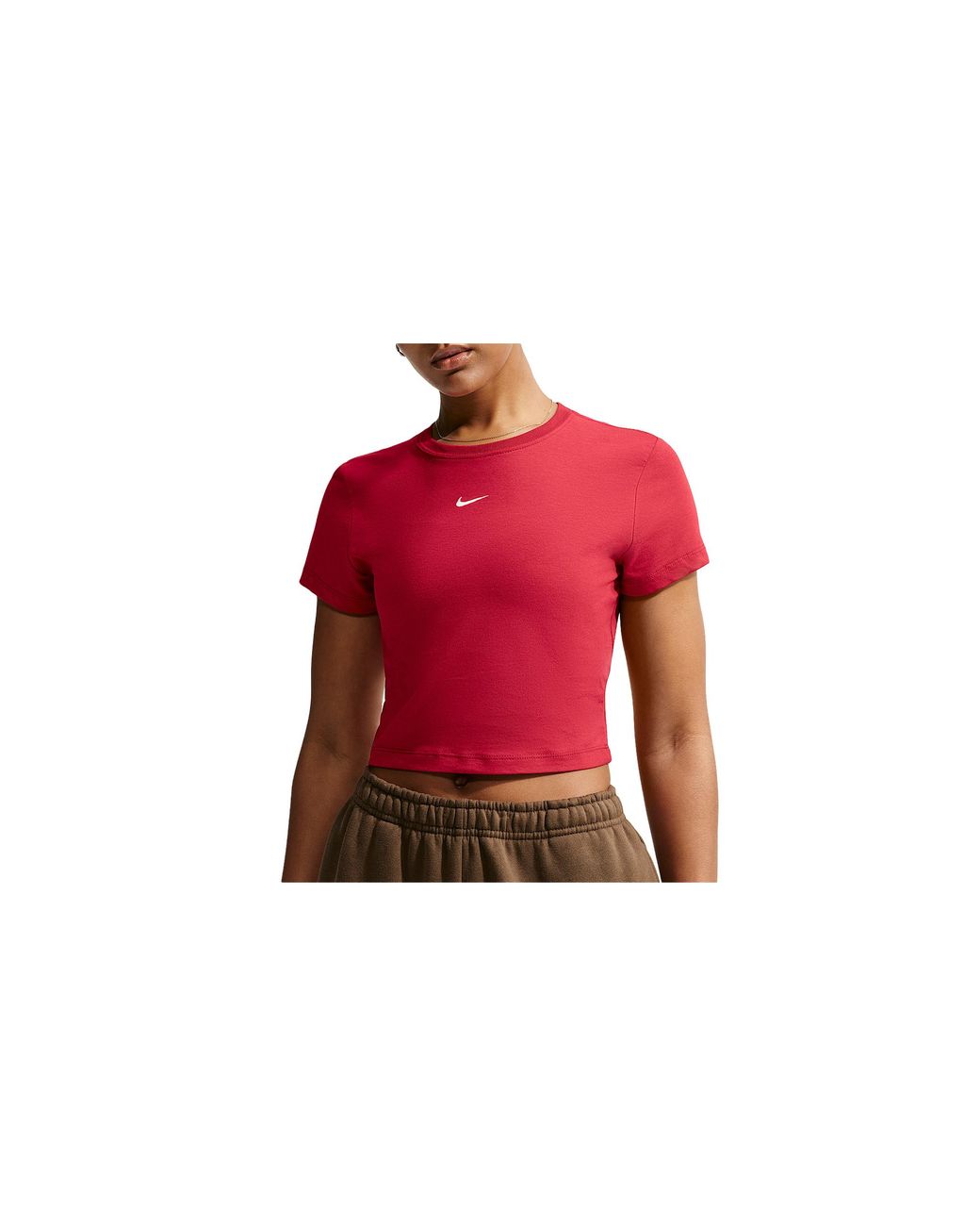 Nike Red Sportswear Chill Knit Cropped T-Shirt "Tough Sail" Hf9538 608"