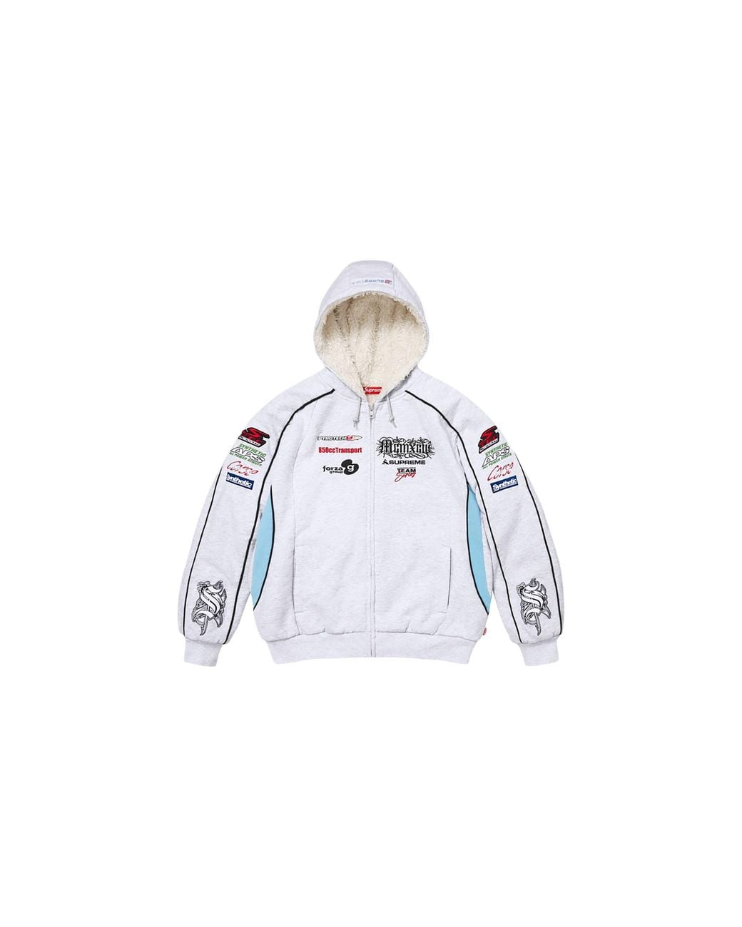 Supreme Black Racing Lined Zip Up Hooded Sweatshirt "Fw26