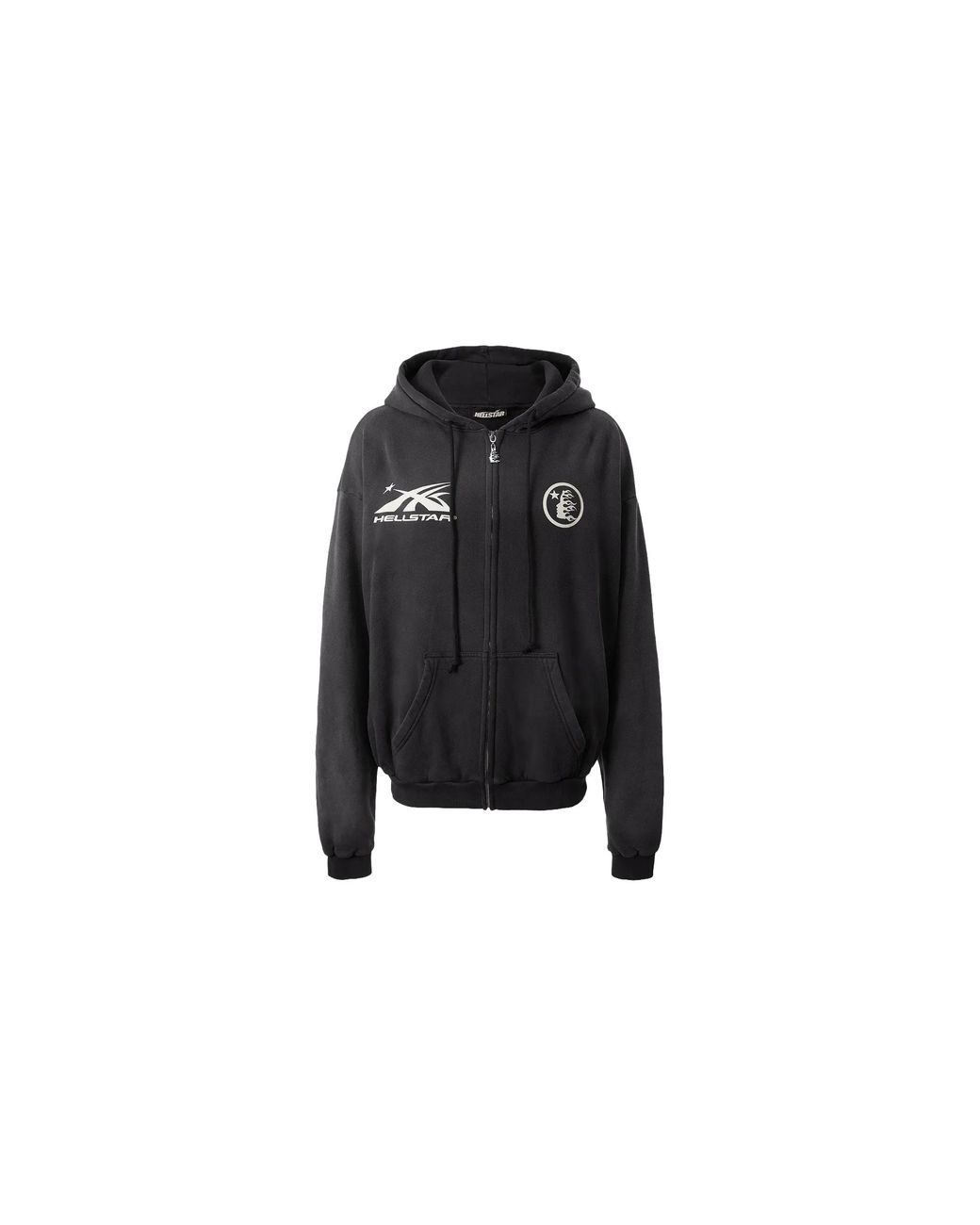 HELLSTAR Black Hs Logo Zip-Up Hoodie Hsr314" for men