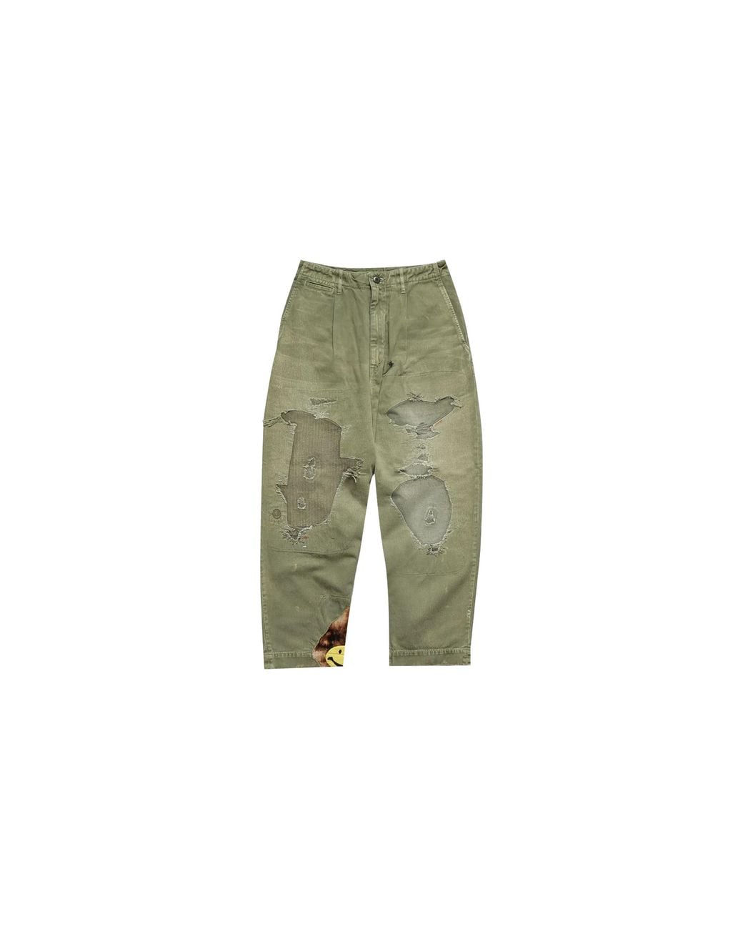 Kapital Green Katsuragi High Waisted Nime Pants "Khaki" Kap071" for men