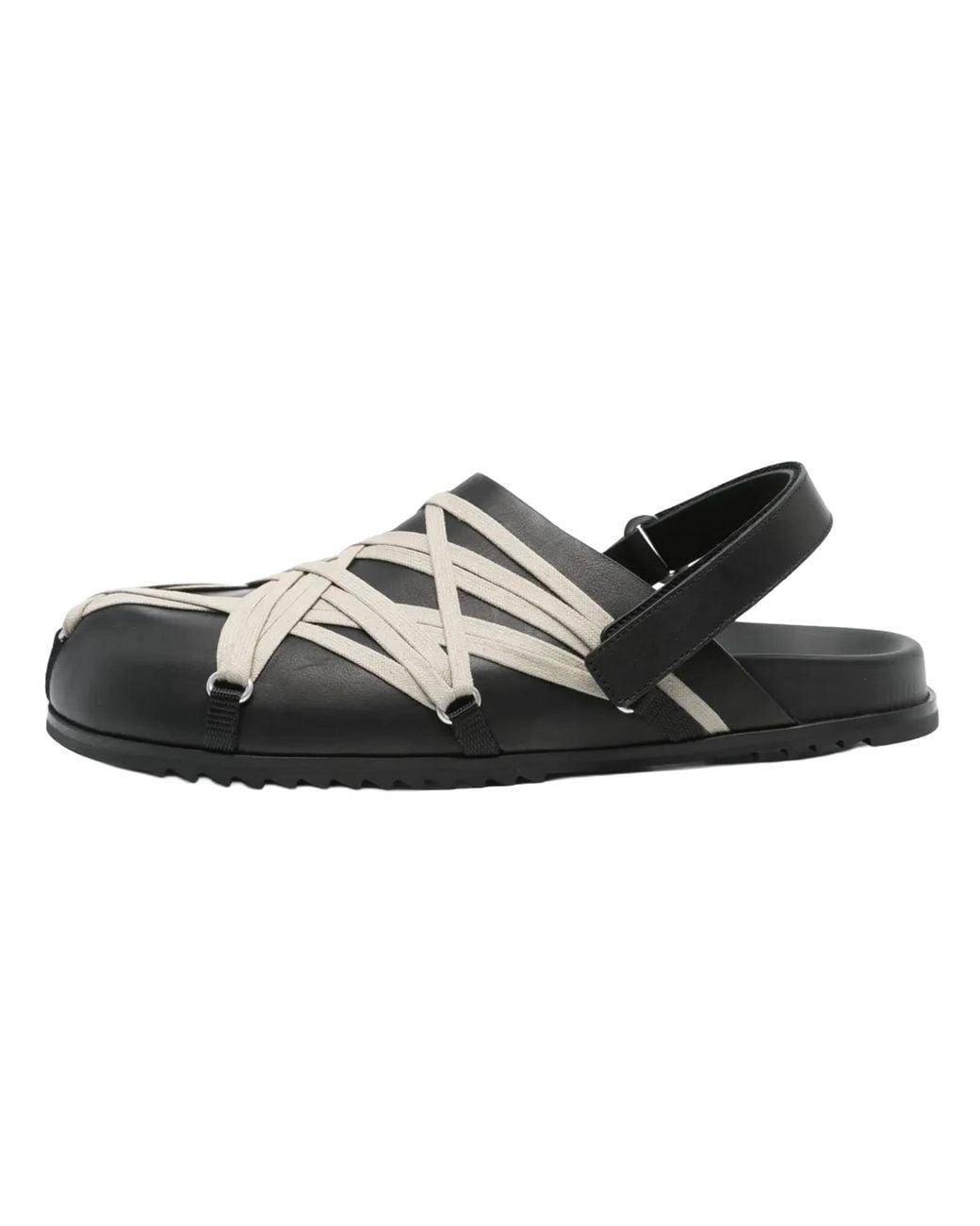 Rick Owens Black Hollywood Megalaced Mule Sandal "Granola" Ru01E5813 Loow1 09" for men
