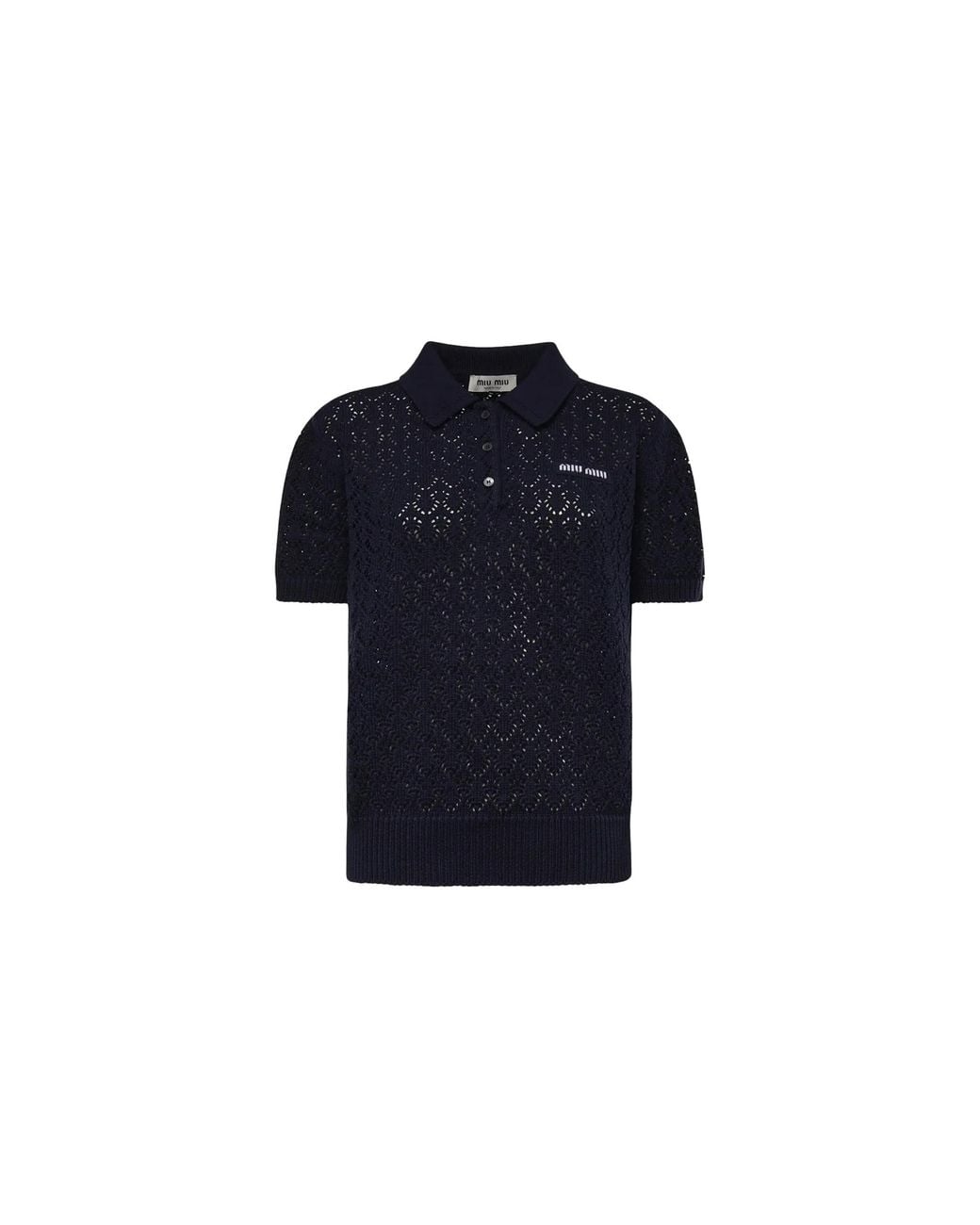 Miu Miu Blue Cotton Knit Polo Shirt Mml06V 191A F0008"
