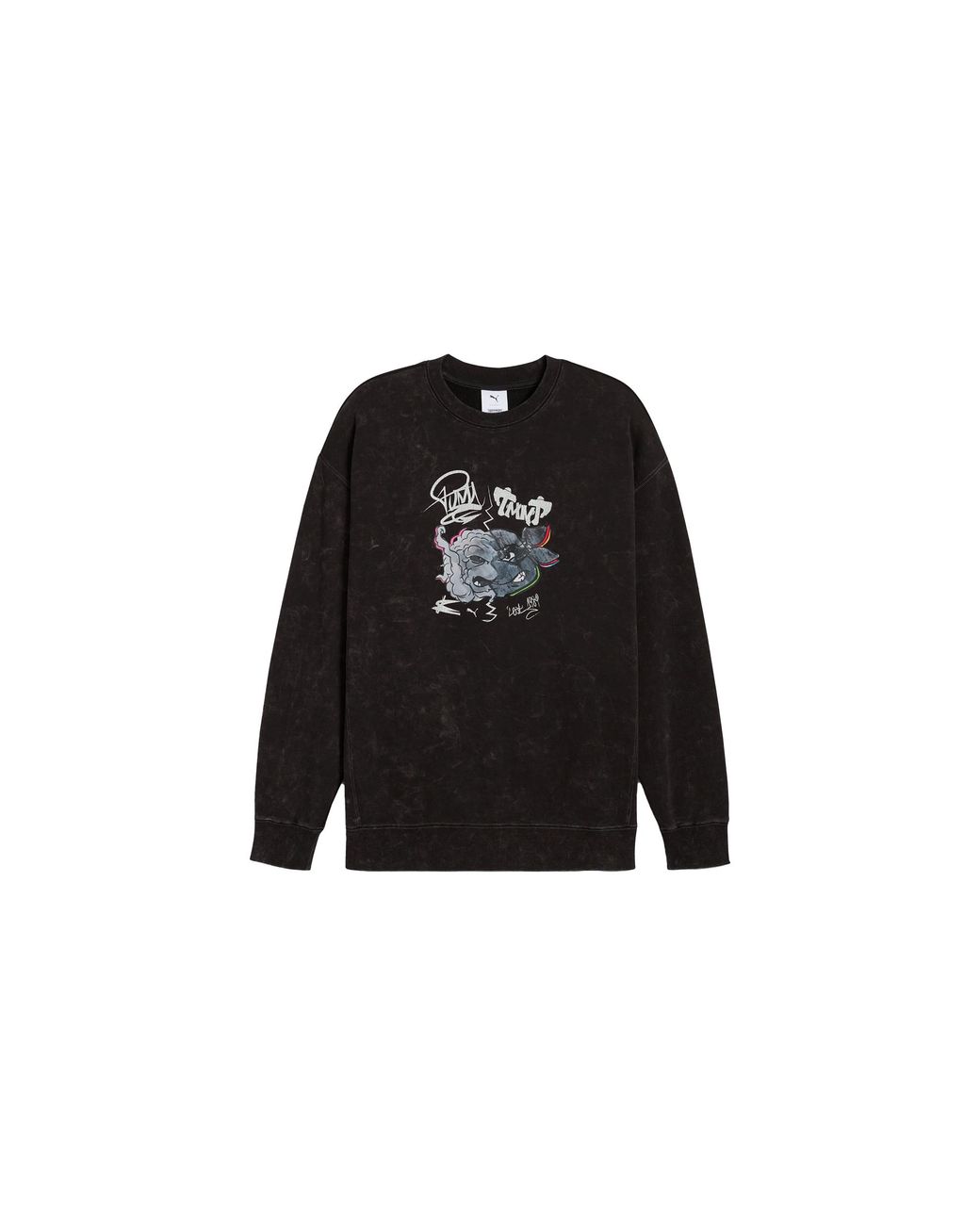 PUMA Black Relaxed Graphic Crew Tr 630100 01" for men