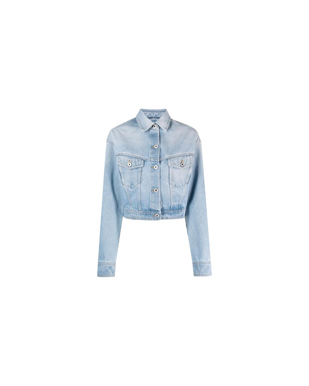 Off-White c/o Virgil Abloh Blue Toy Box Bleach Crop Jacket Owye041S23Den0014000"
