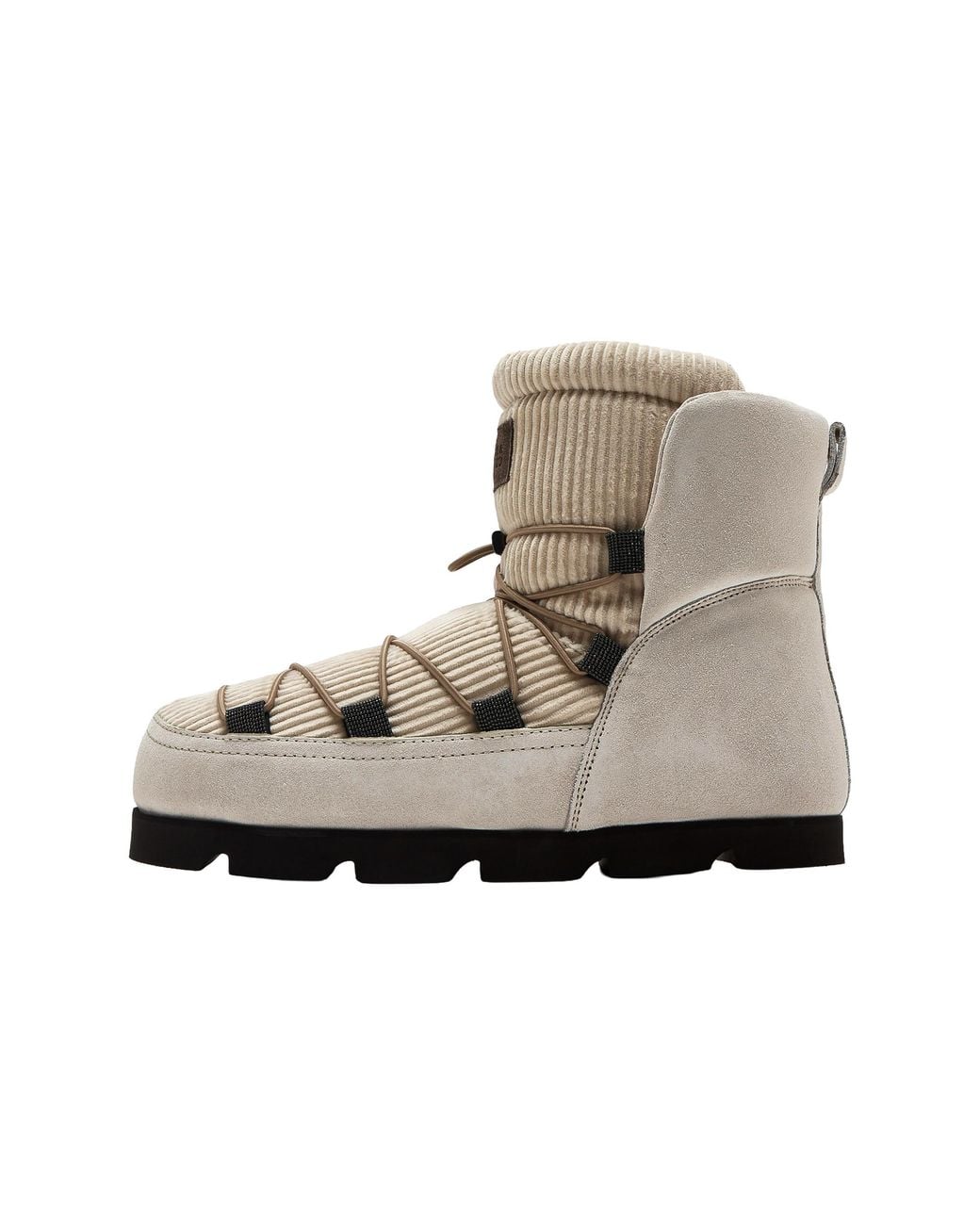 Brunello Cucinelli Black Leather Padded Winter Boots Brun3034"