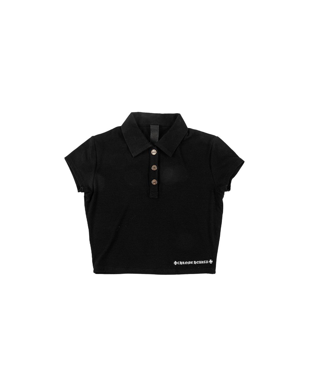 Chrome Hearts Black Embroidered Button Polo Shirt Chrm1740"