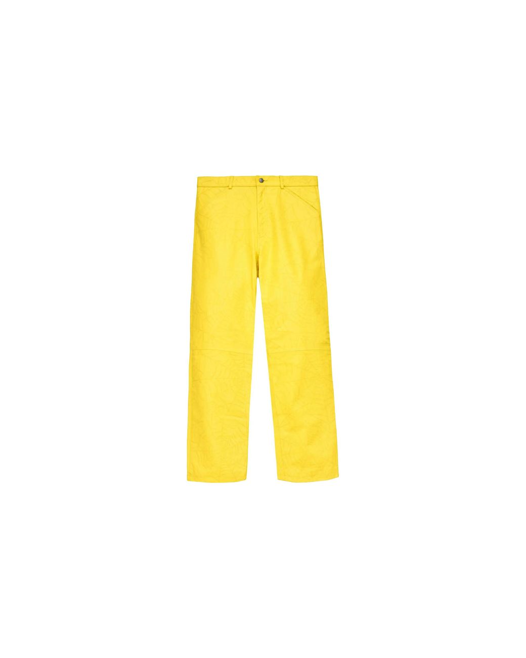 Sp5der Yellow Debossed Web Leather Pant M11Pa006W2Yl"