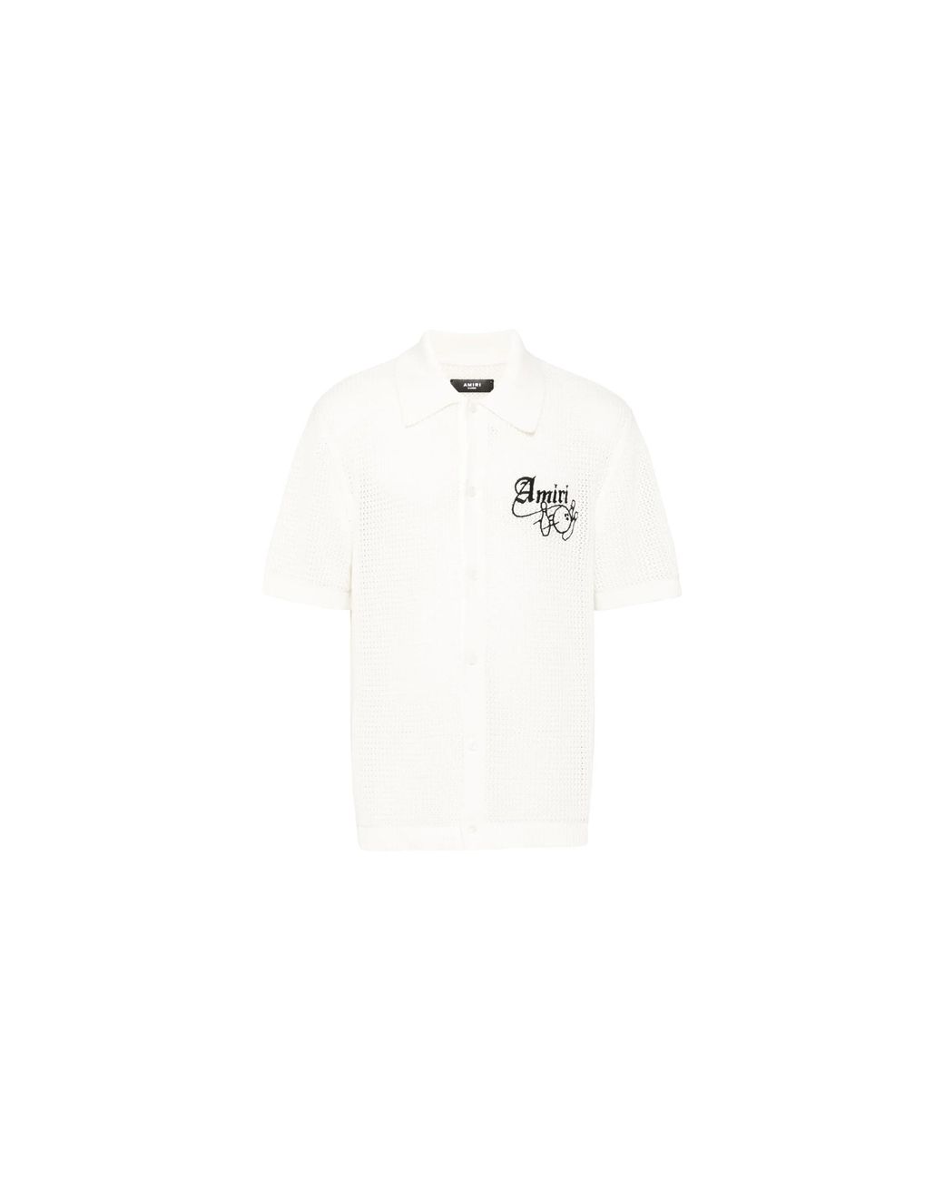 Amiri Black Bowling Crochet Polo Shirt "Alabaster" Amknir1005 271" for men