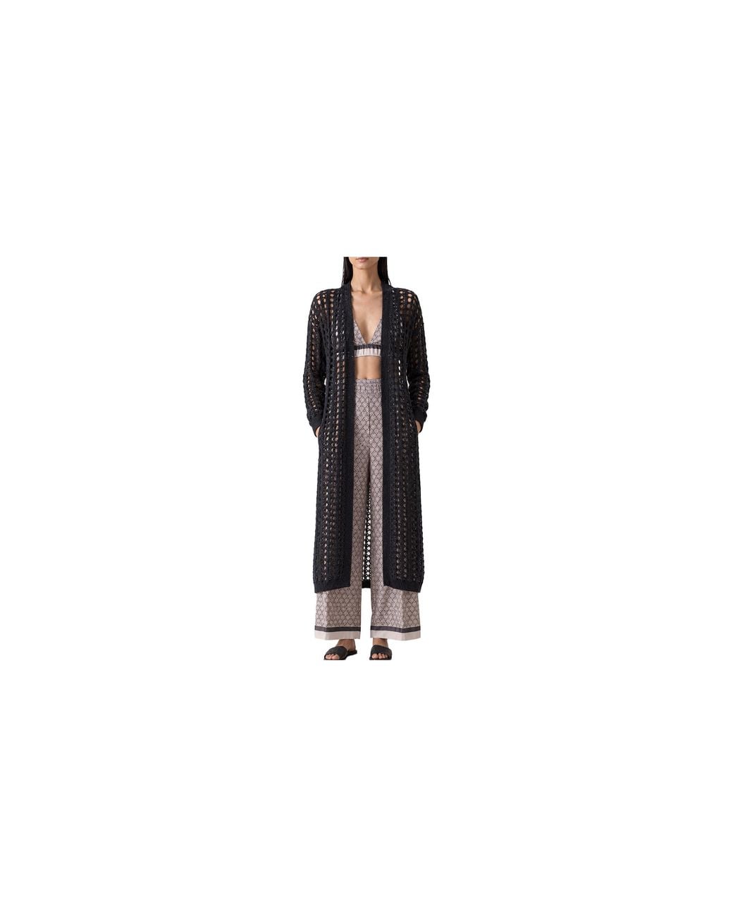 Brunello Cucinelli Black Open Knit Longline Sweater "Board" Brun2450"