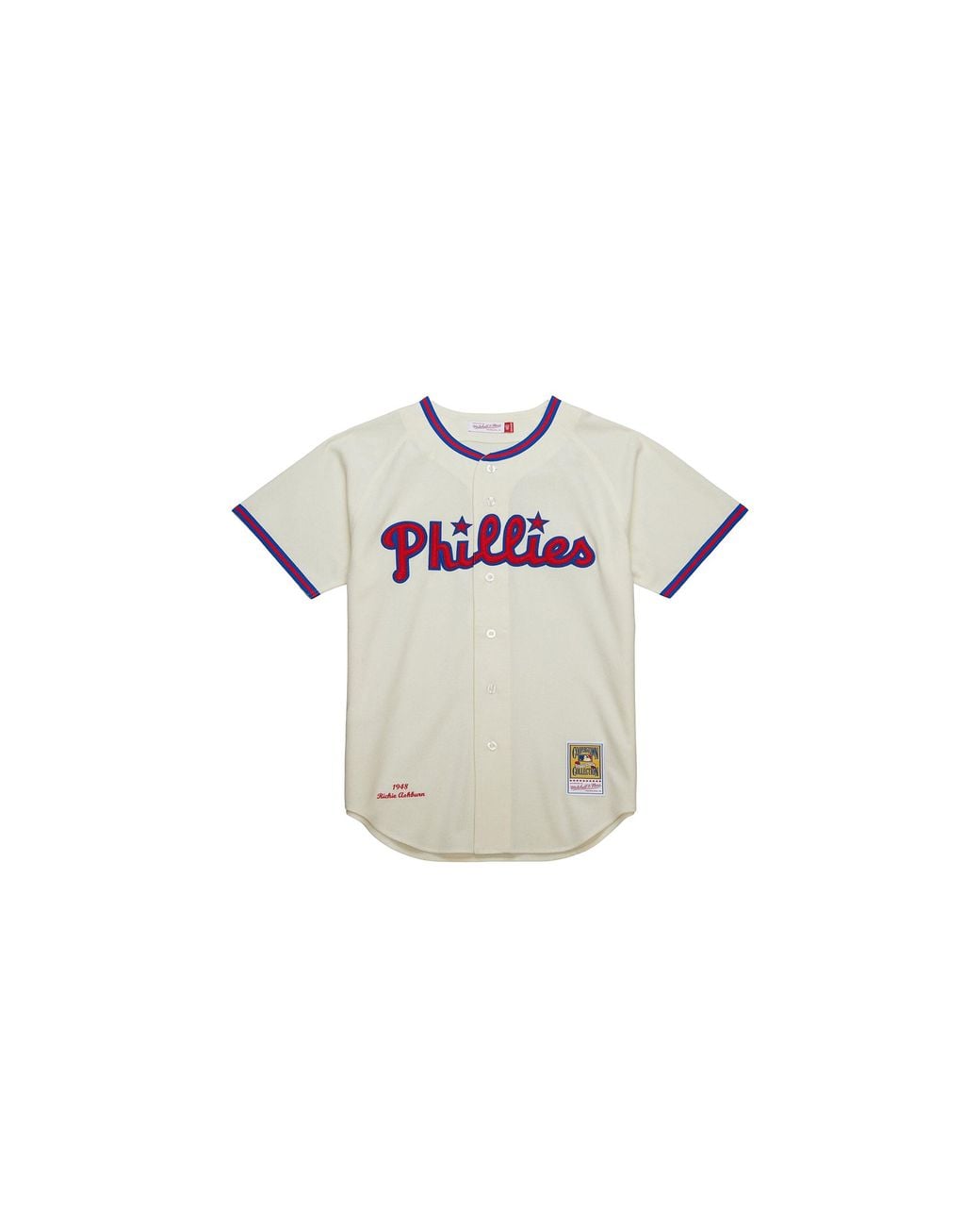 Mitchell & Ness Black Cream Jersey "Mlb Phillies 1948 Richie Ashburn" Ajy27648 Pph48Rascrea" for men