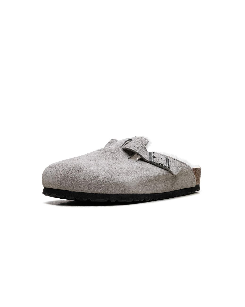Birkenstock Black Boston Shearling Suede Leather "Boston Shearling Stone Coin" 1017650" for men