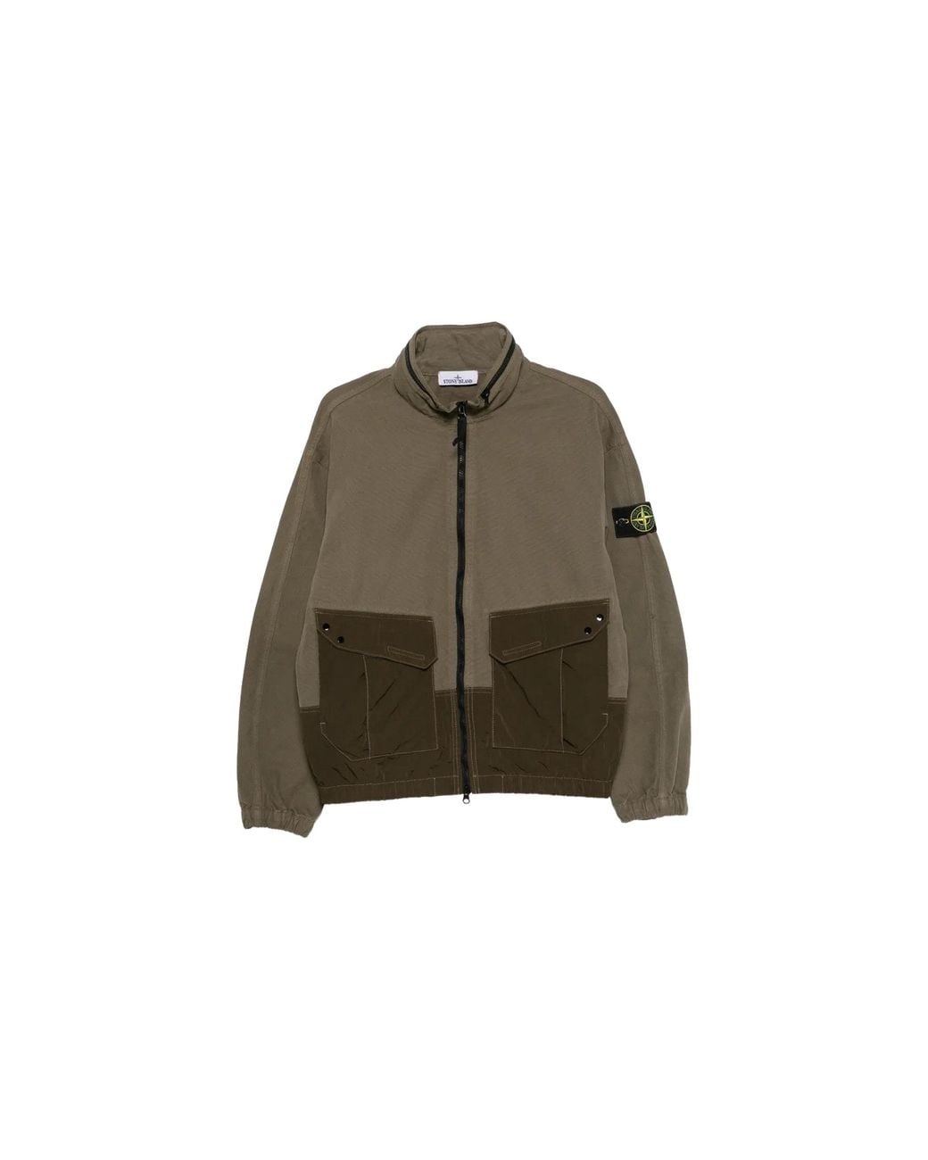 Stone Island Green Garment Dyed Panama Cotton Canvas Bomber Jacket "Military" 1200039 S0482 V005G" for men