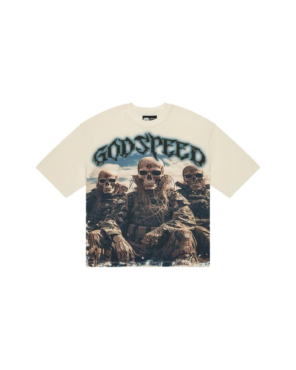 GODSPEED NEW YORK Black Squadron T-Shirt "Bone Wash" Gs719" for men