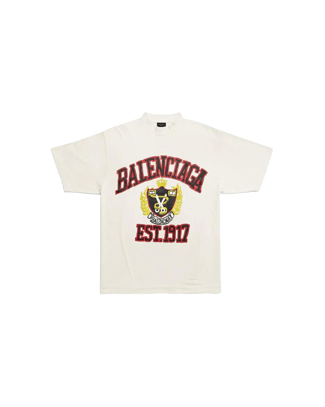 Balenciaga Black College Crest Logo Short Sleeve T-Shirt "Dirty" 739784 Tovk1 9012" for men