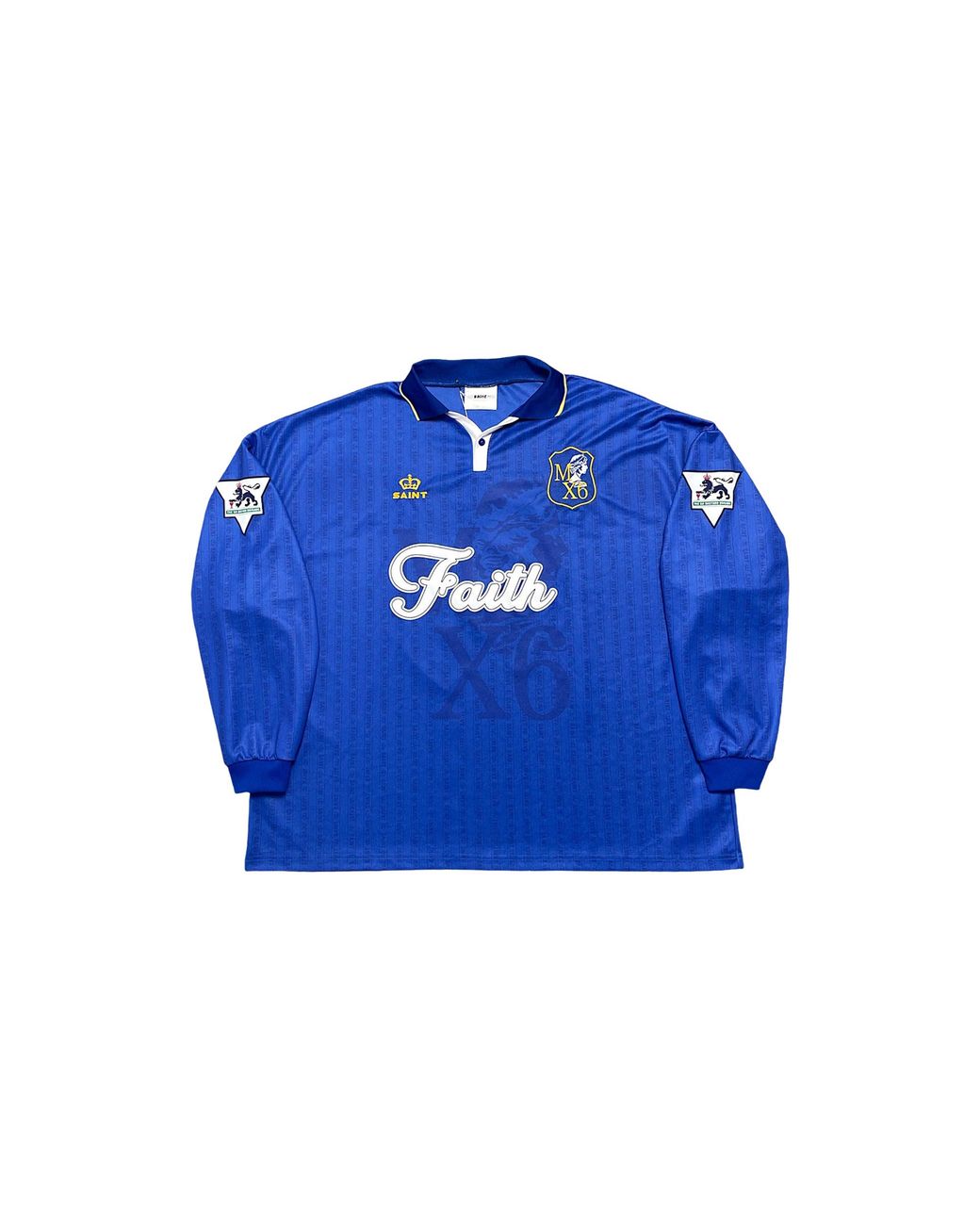 SAINT Mxxxxxx Blue Faith Logo Long Sleeve Soccer Jersey Sm Ys1 0000 021" for men